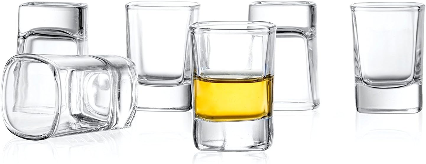 JoyJolt 6-Pack Heavy Base Shot Glass Set, 2-Ounce Shot Glasses