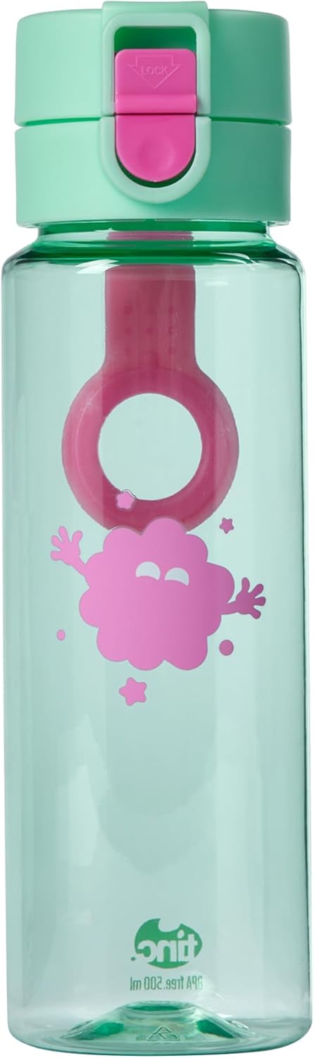 Tinc Mintee Tribal Character design Flip and Clip lockable leak-proof water bottle with BPA free plastic - Water Bottle - Mint Green, 500ml