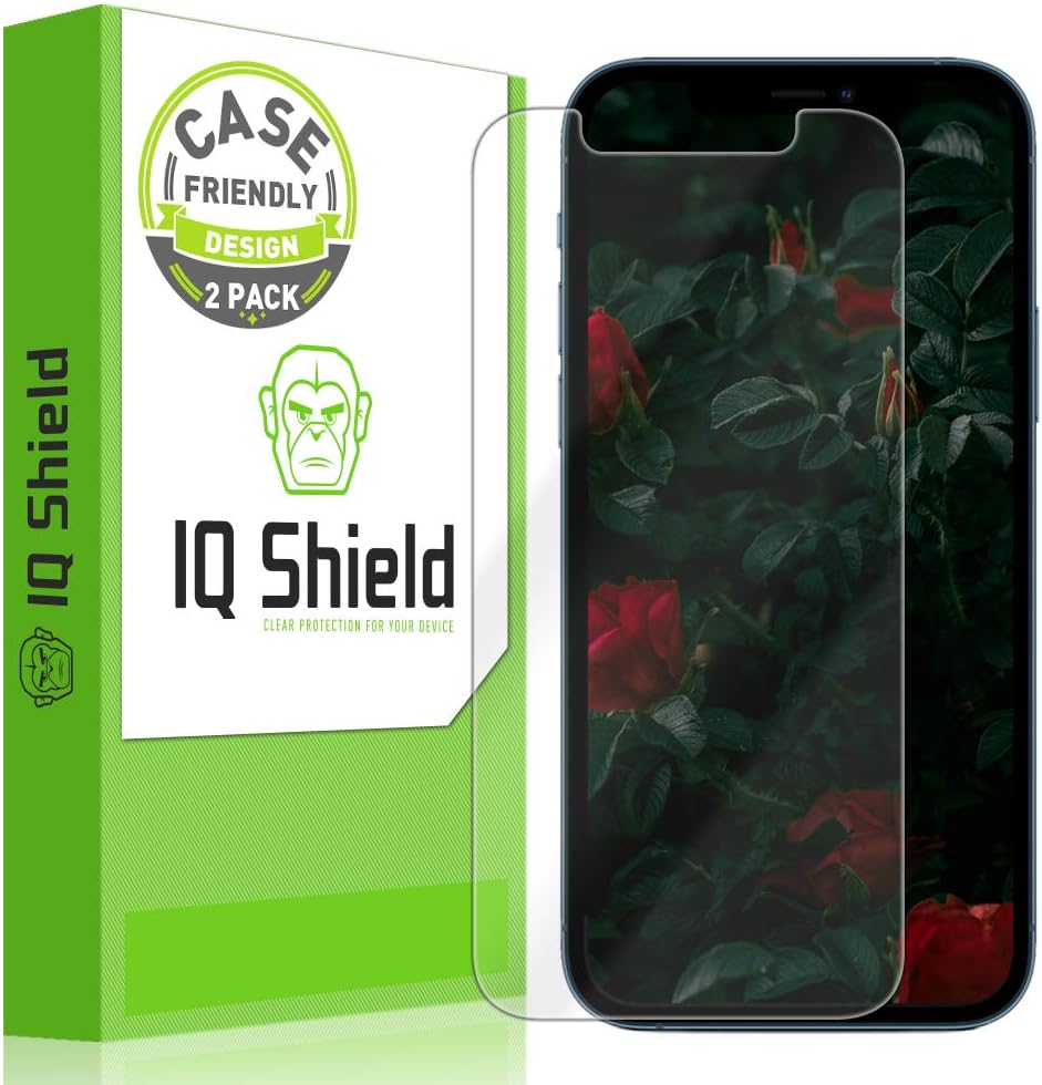 IQShield Screen Protector Compatible with Apple iPhone Pro 12 (6.1 inch)(2-Pack)(Case Friendly) Anti-Bubble Clear TPU Film