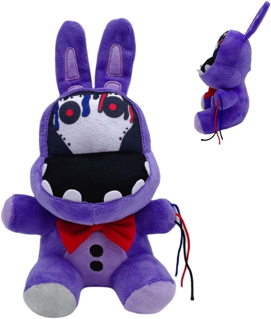 28cm FNAF Withered Purple Bunny Plush Toys,Fan Made Teddy Security Breach Bonnie Plush Doll,Nightmare Freddy Stuffed Animal Plushies Gift for Kids Fans Halloween Game Toy Gift (11inch)