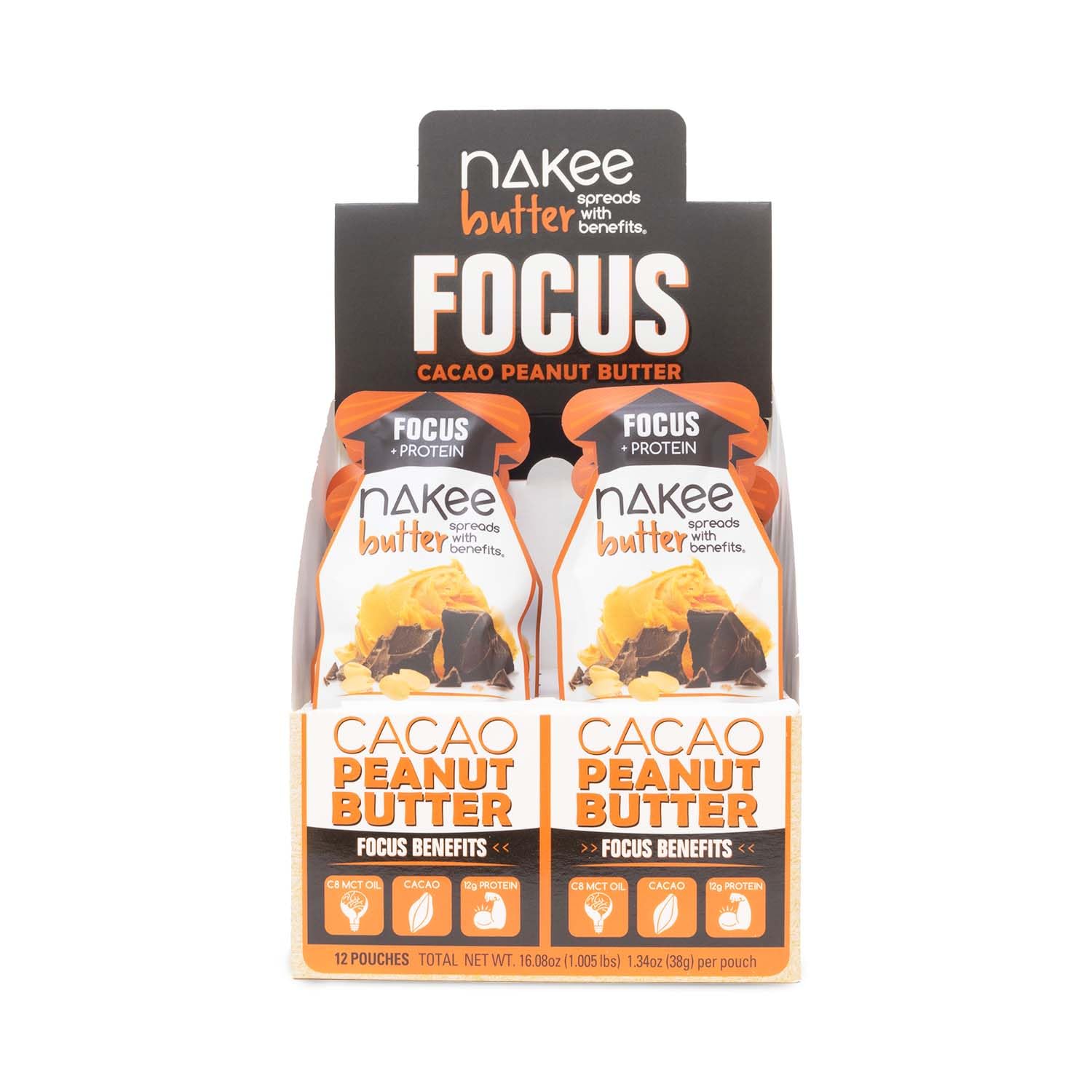 Nakee Butter Focus Cacao Peanut Butter - 12-Pack