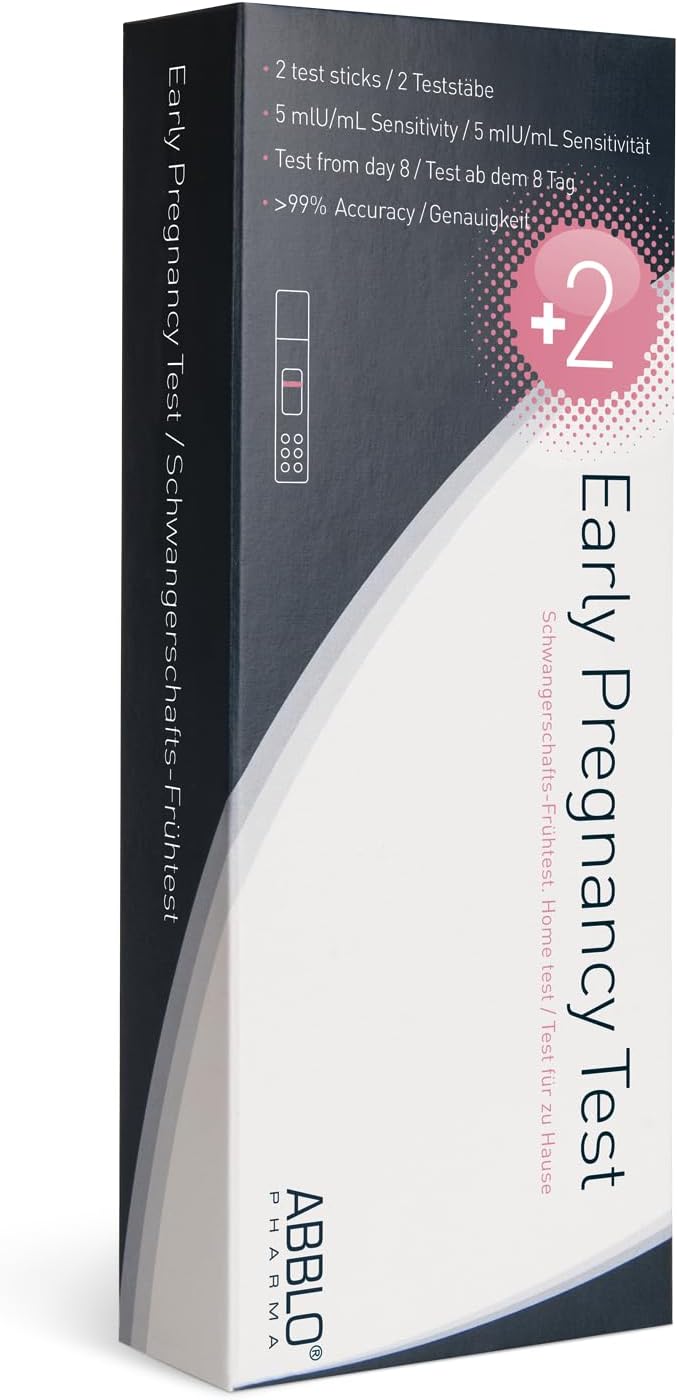 ABBLO Earliest Pregnancy Test - Sensitivity 5 MLU/mL - Test 7 Days Before The Period. (UK-DE)