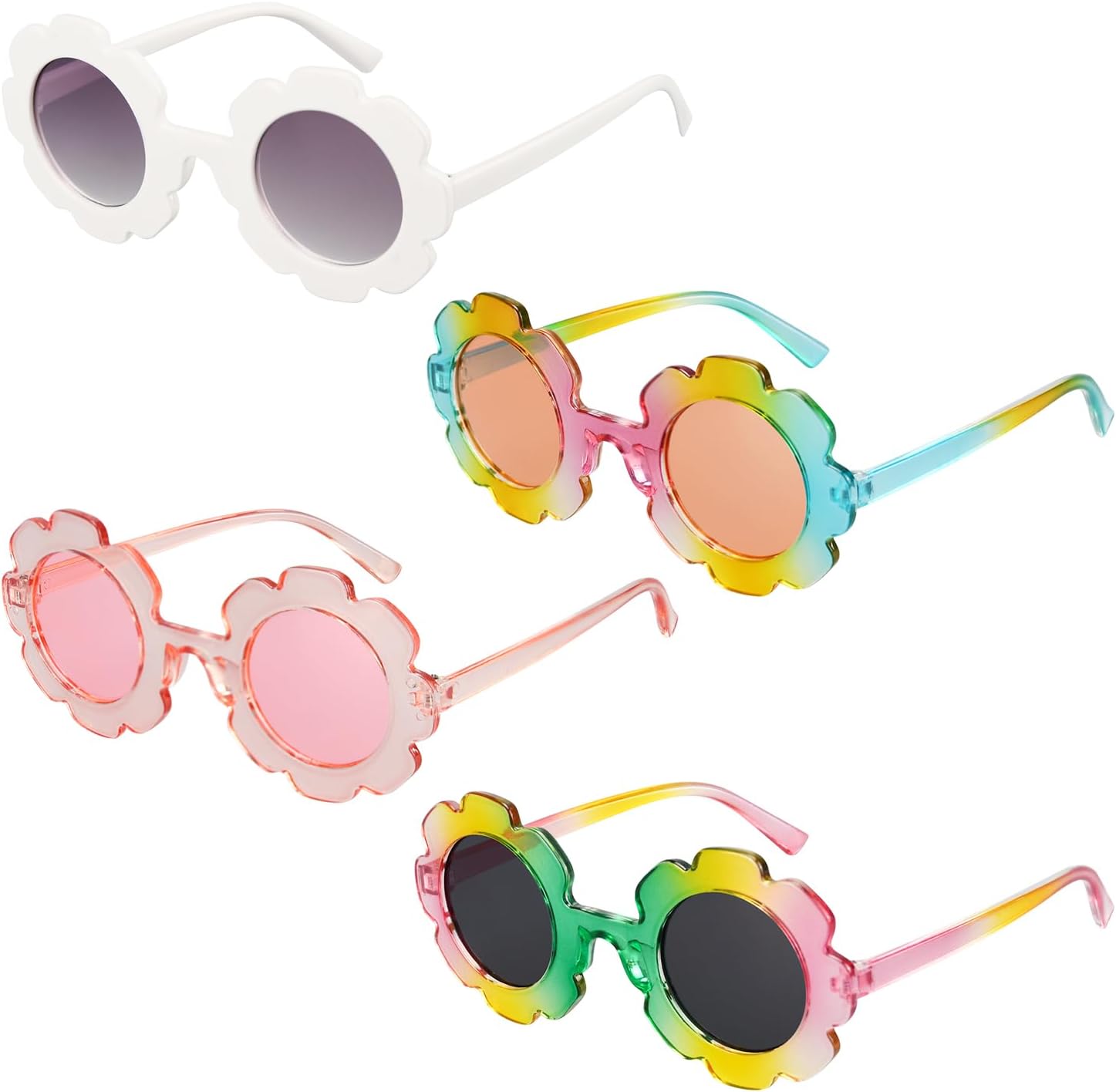 2/4/8/12/24 Pack Round Flower Sunglasses, Outdoor Kids Sunglasses Kit, 12 Color Options