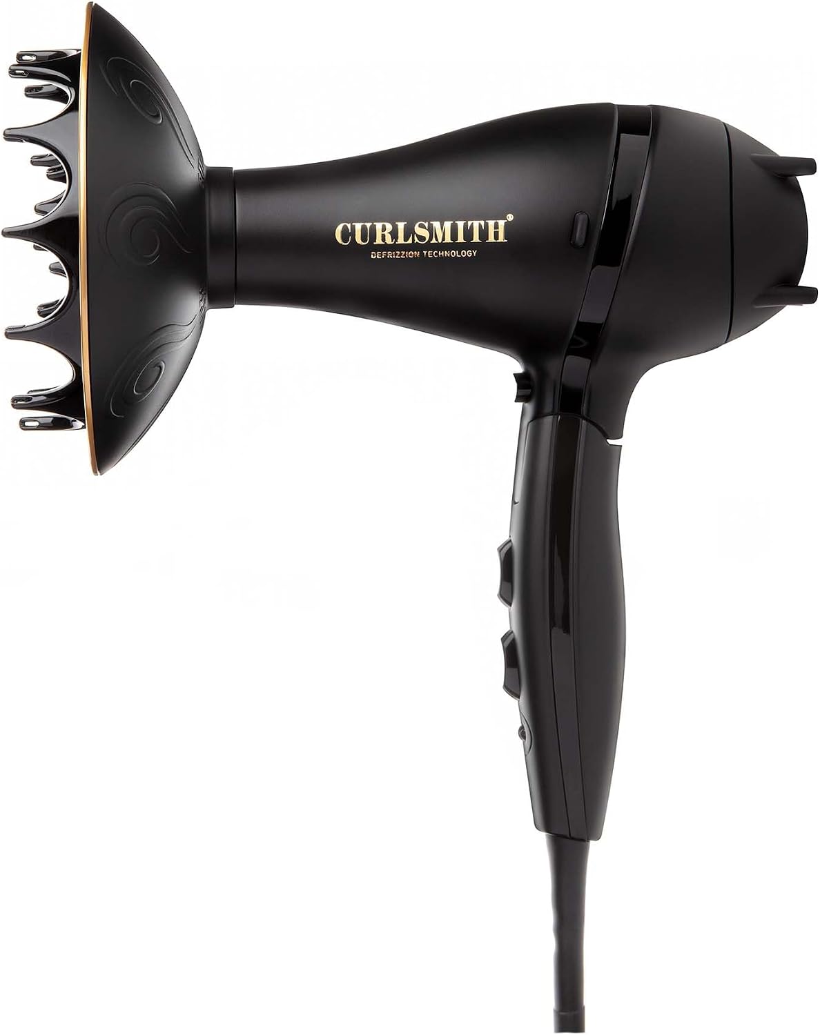 Curlsmith Defrizzion Travel Hair Dryer for Curly Hair | Foldable Compact Dryer, Large Diffuser, Reduces Frizz, 3 Heat & 2 Speed Settings, Infared, Ceramic Heat for Fast Drying