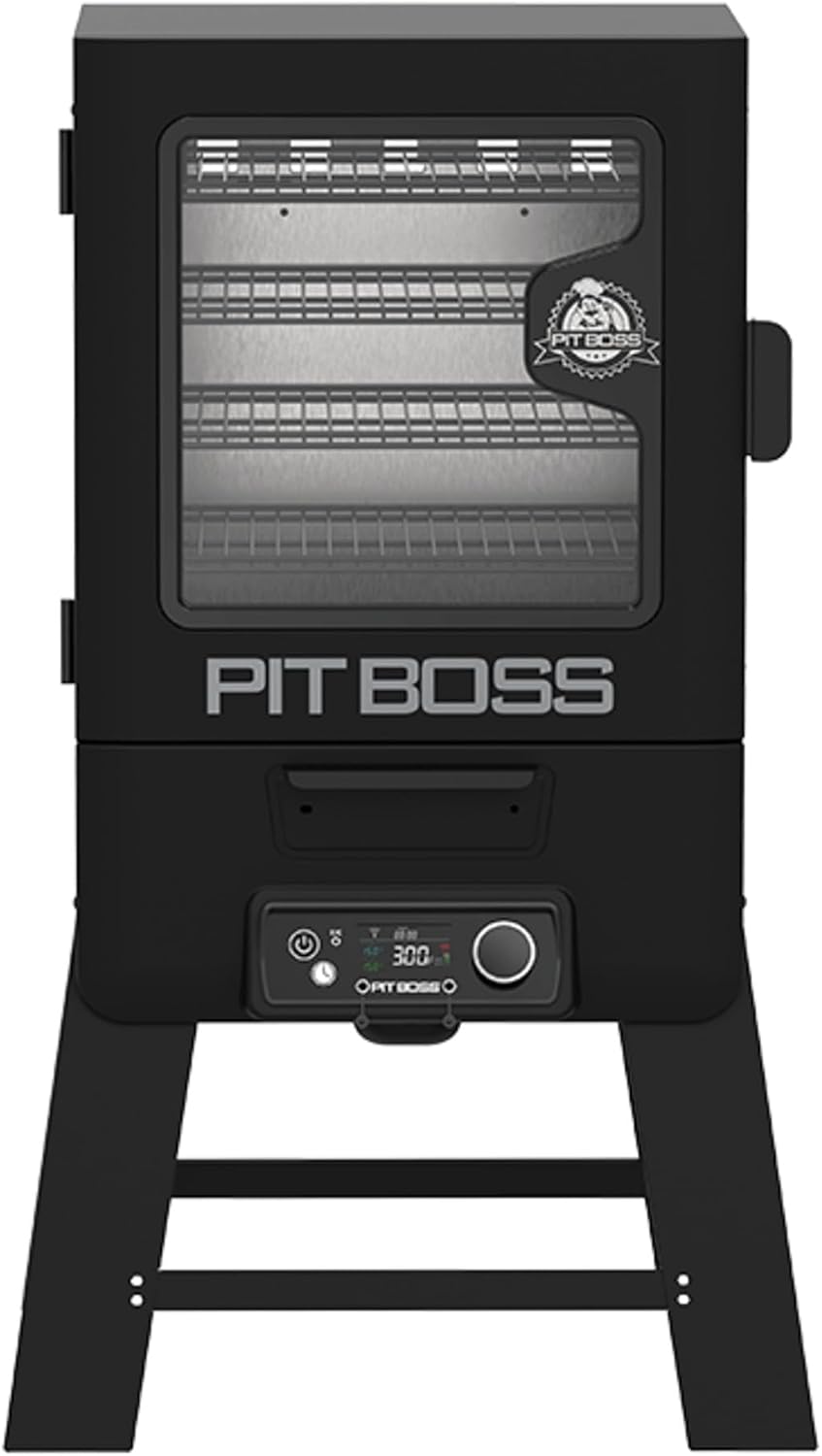 Pit Boss 3-Series WiFi & Bluetooth Digital Vertical Smoker with LCD Digital Controller and Wood Chip Tray, 880-Sq. In. 4-Rack Cooking Space, 100°F to 300°F Temperature Range, Meat Probe, Black