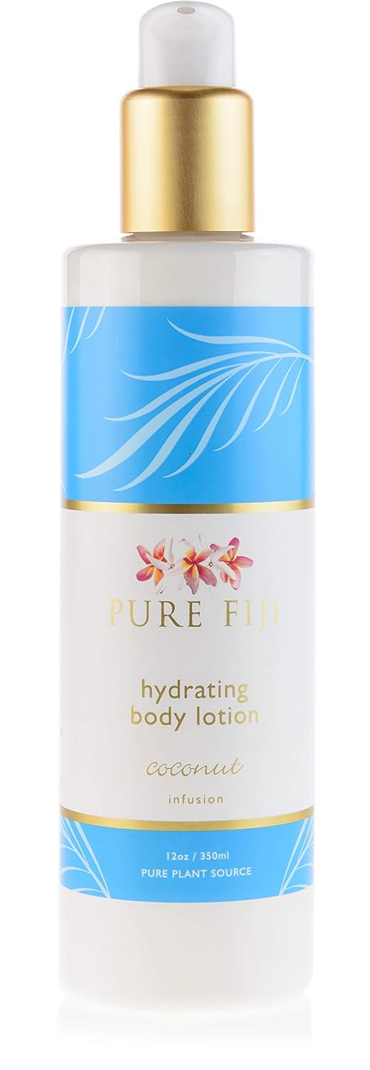 PURE FIJI Body Lotion Hydrating - Moisturizing Lotion for Dry Skin with Coconut Milk and Vitamin E, Organic Body Lotion For Women and Men, Coconut Scent, 12 oz