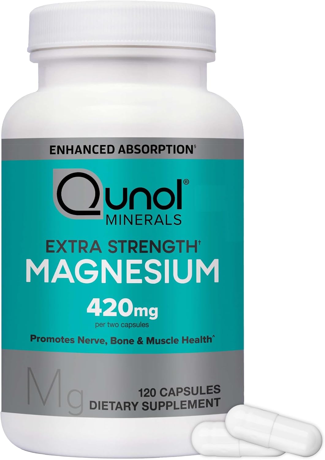 Qunol Magnesium 420mg, Extra Strength, High Absorption, Vegetarian, 120ct