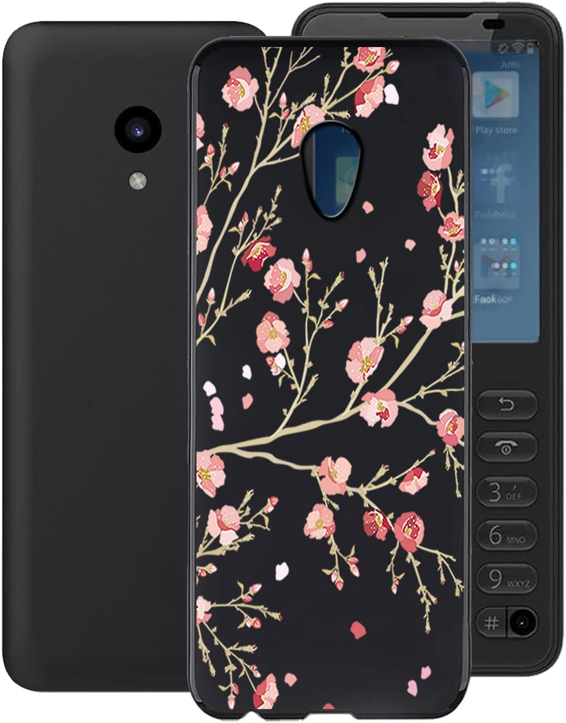 for Xiaomi Qin F21 Pro/Plus Case, Black Shockproof Bumper Sleeves, 360° Drop Antiscratch Protection Cover Slim Fit Soft Silicone Phone Case for Xiaomi Qin F21 Pro/Plus (2.80") - Flower