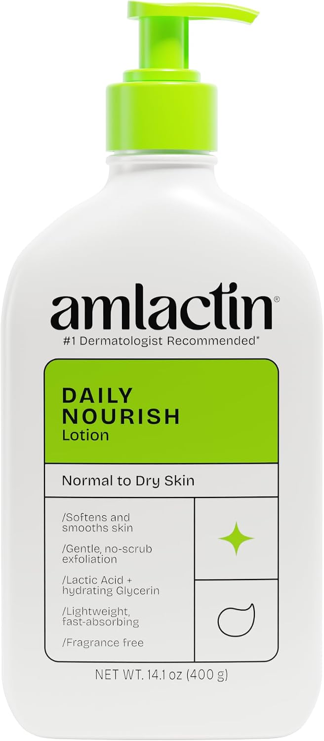 AmLactin Daily Moisturizing Body Lotion, 14.1 Ounce Bottle with Pump, Paraben Free