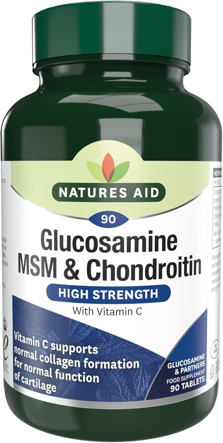 Natures Aid Glucosamine MSM & Chondroitin with Vitamin C – 90 Tablets