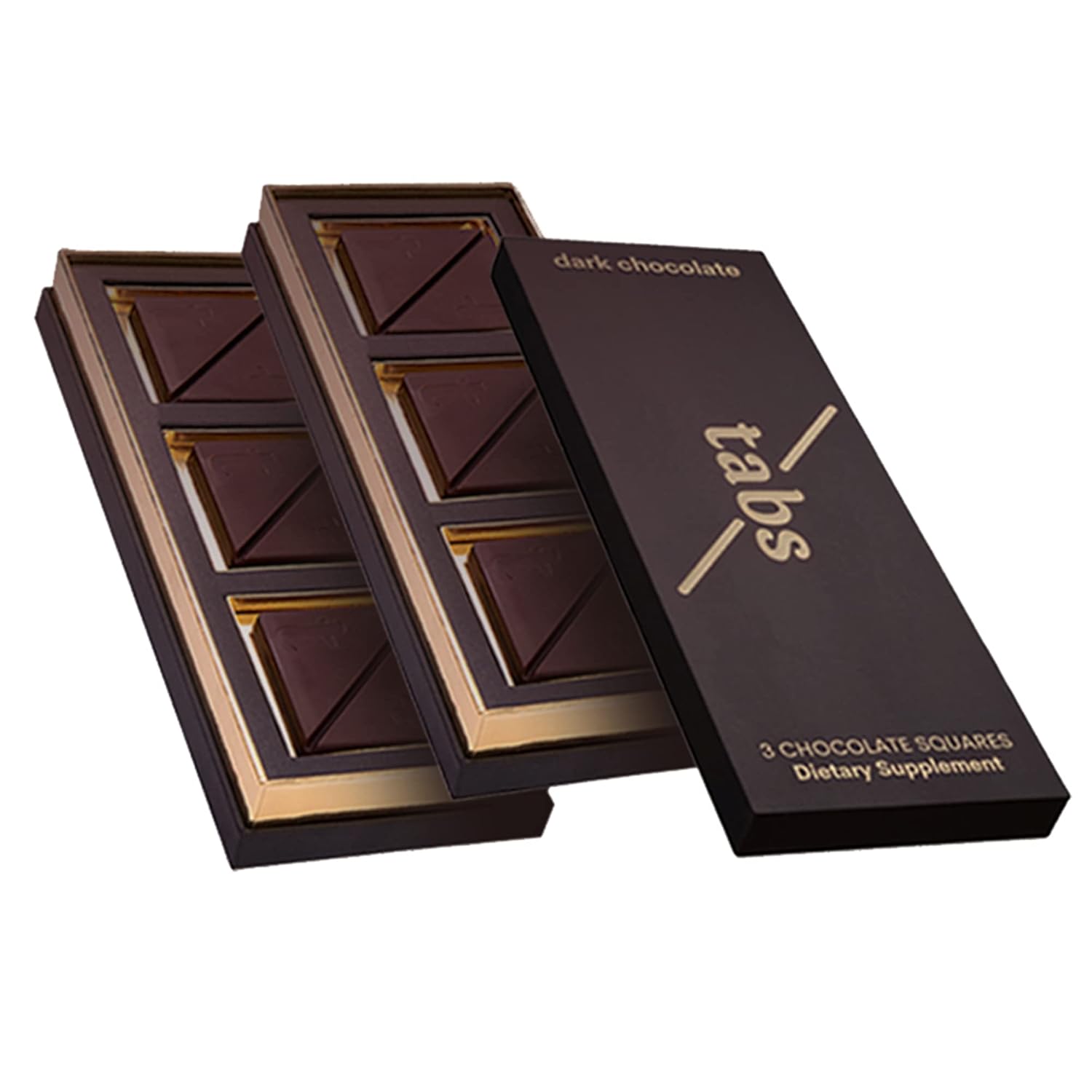 Tabs Chocolate Squares for Couples (2 Boxes) - Dark Chocolate Bar to Improve Mood - Vegetarian, Gluten-Free for Men & Women