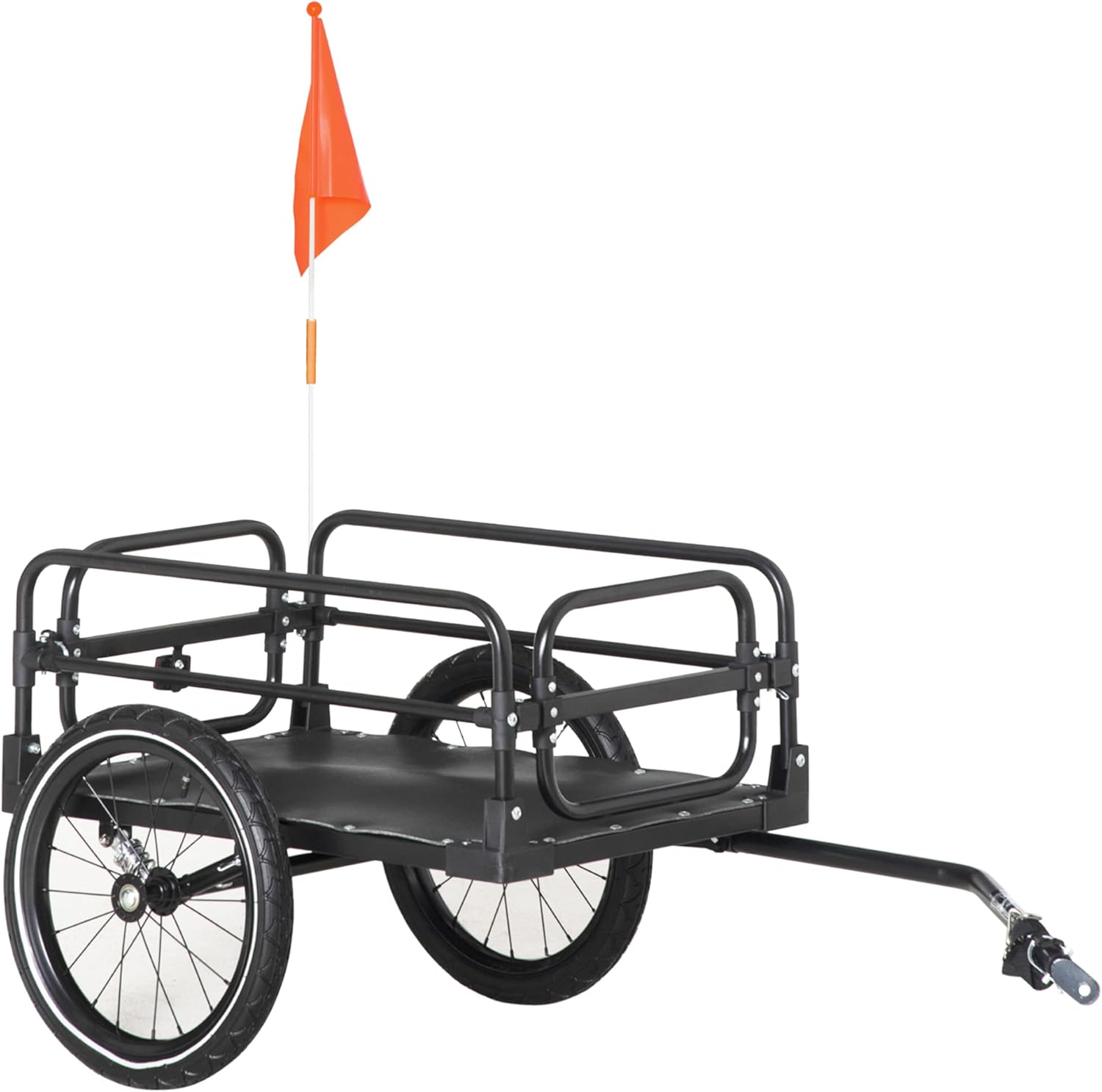 Aosom Bike Cargo Trailer Bike Wagon Bicycle Trailer with Suspension, Triple Safety Features, 16'' Wheels, 88 lbs Max Load