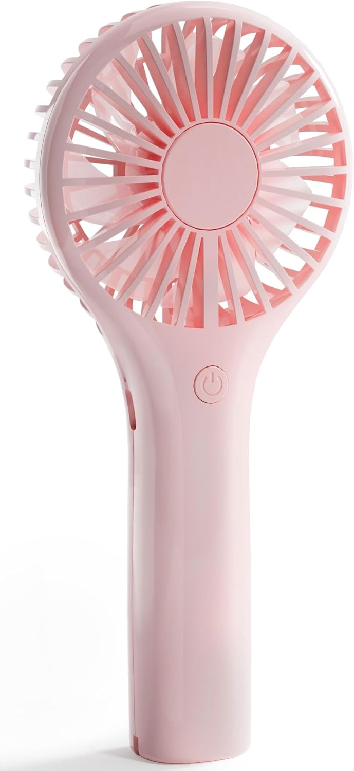 Portable Mini Fan - Powerful Personal Handheld Fan with 3 Speeds, Cute and Small, USB Rechargeable for Travel/Lash/Makeup/Outdoor/Home, Pink