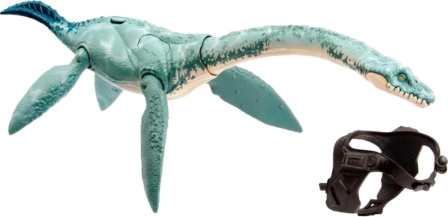 Mattel Jurassic World Gigantic Trackers Action Figure, Elasmosaurus Dinosaur Toy with Movement & Tracking Accessory, 14-inches Long