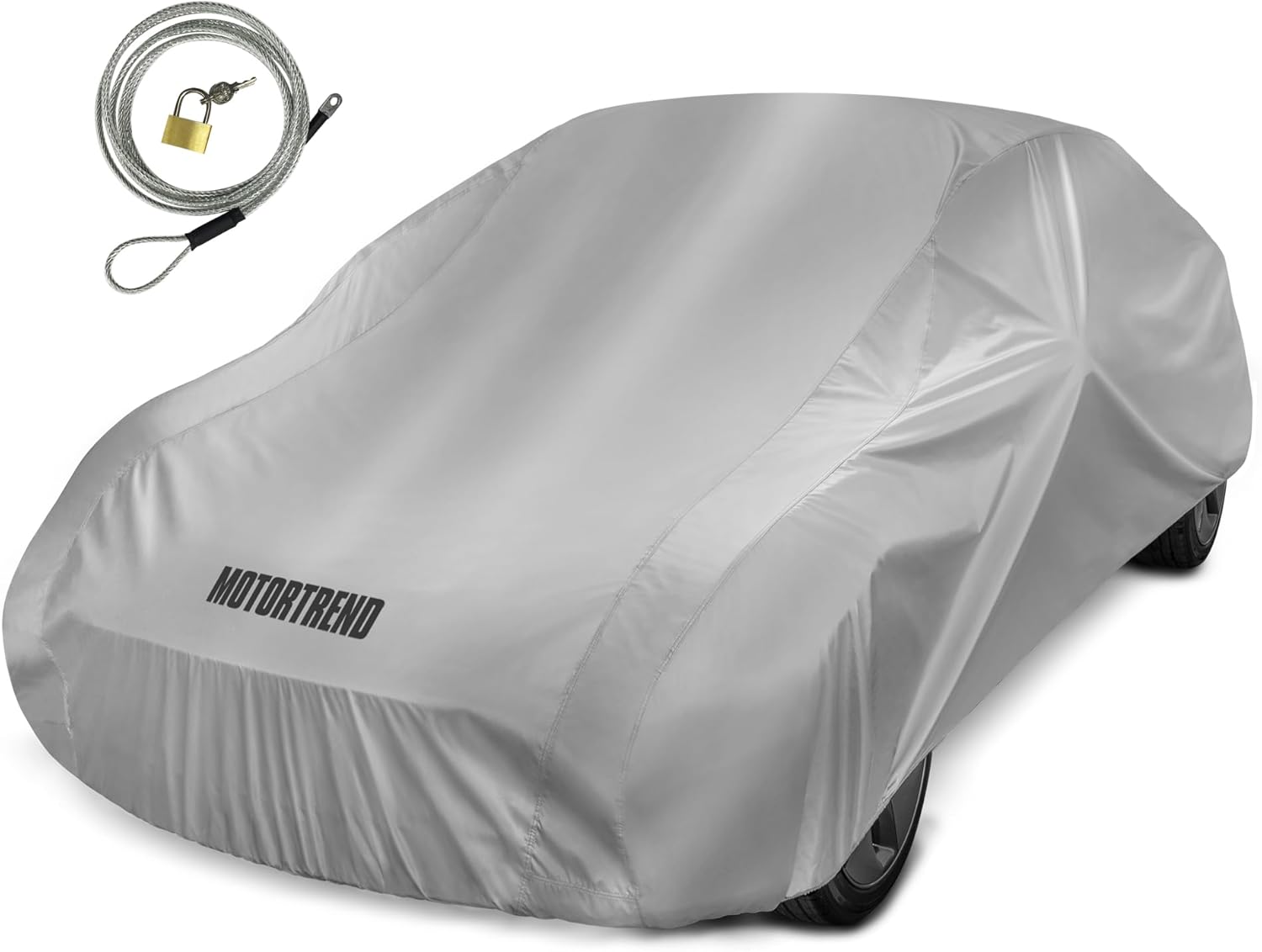 Motor Trend FlexCover Waterproof Car Cover for Rain Wind All Weather L Fits up to 190 x 70 x 50 inches
