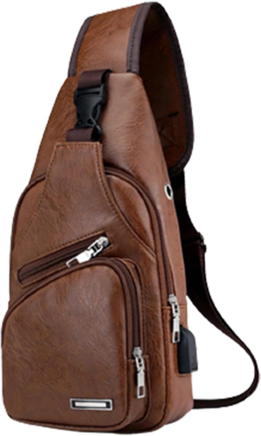 Crossbody Sling Bag for Women & Men, Sling Backpack with Earphone Port, Lightweight Shoulder Chest Bag for Hiking, Travel