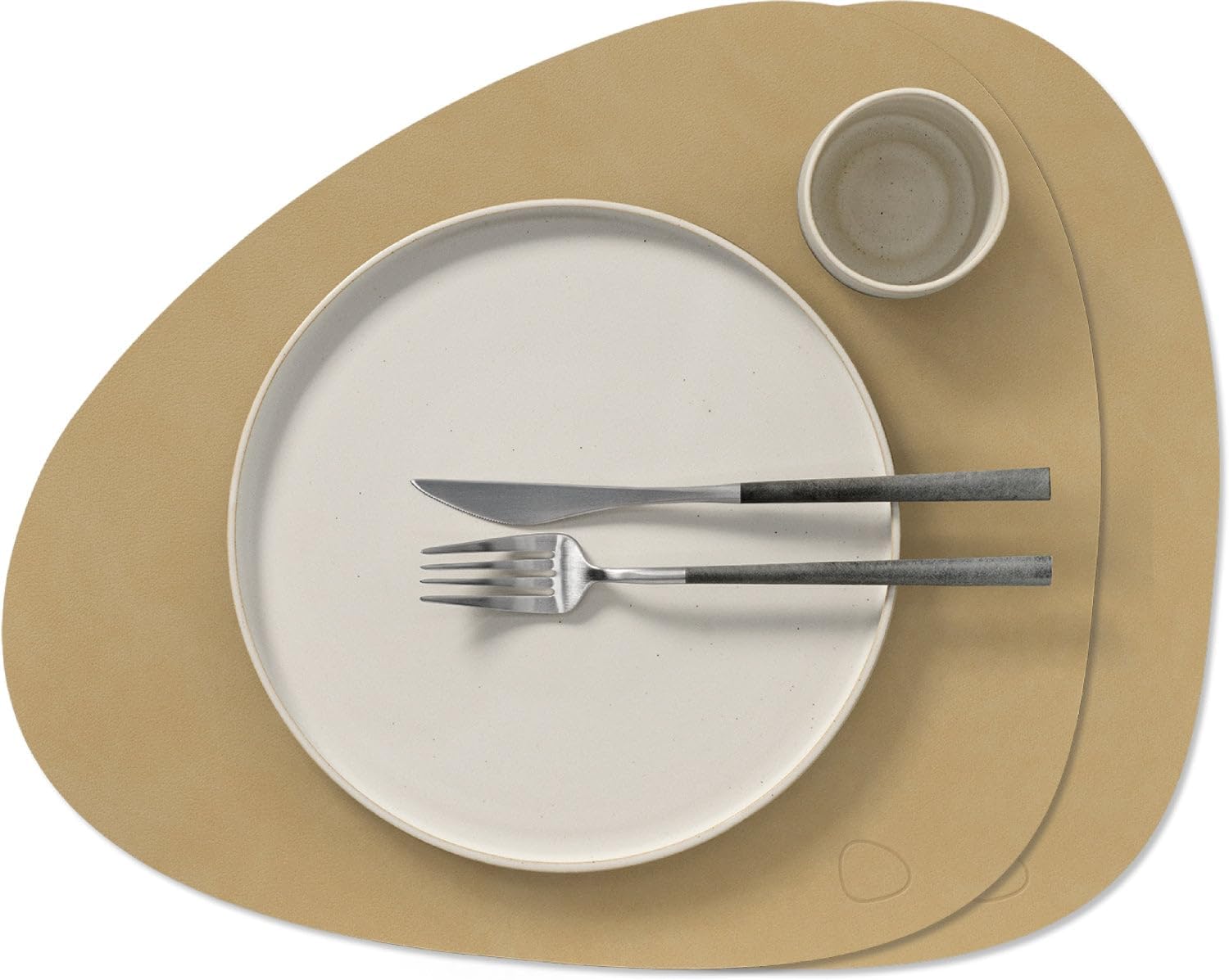 LIND DNA Nupo Placemats Leather Khaki Curved 44 x 37 cm Set of 2