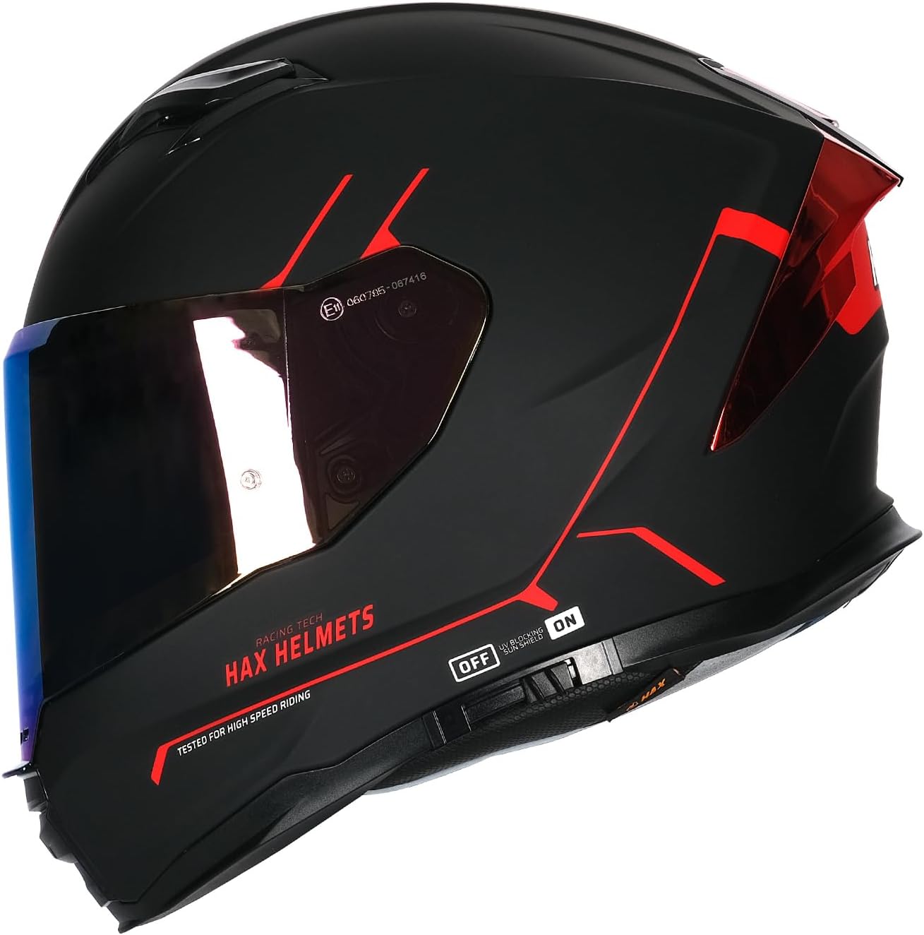HAX Force Aerodynamic Full Face Helmet for Street & E-Bikes DOT & ECE Certified - Enhanced Dual Visor, Adult Size