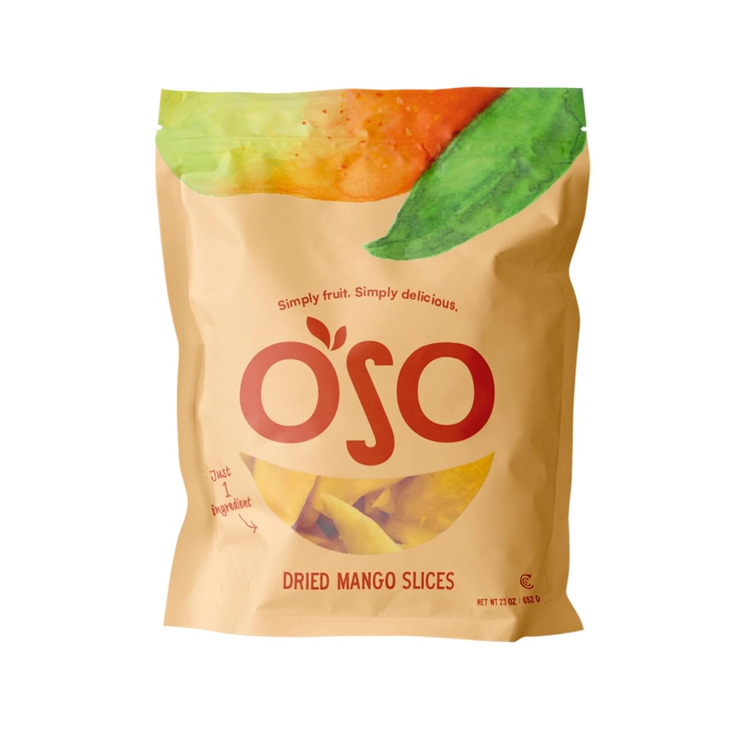 Oso Snacks Dried Mango Slices – Premium Quality, Large Pieces Only! No Added Sugar, No Preservatives, 100% Fruit! One Ingredient. No GMO. Vegan. Naturally Sweet & Delicious Healthy Snack.
