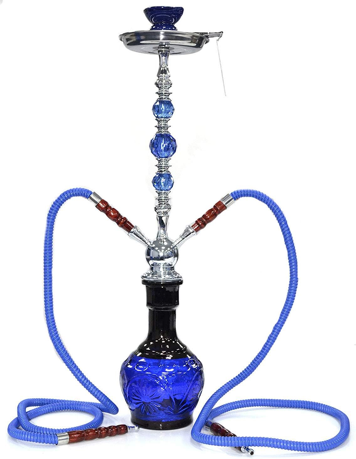 SHISHAS SMOKING NICOTINE FREE - HOOKAH PIPES EXTRA LARGE 70CM HEIGHT AND 2 HOSE SHISHA PUFFS - COLOR MAY VARY (DESIGN-154)