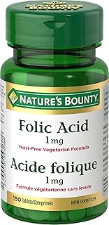 Nature's Bounty Folic Acid 1 mg 150 Tablets (Packaging May Vary)