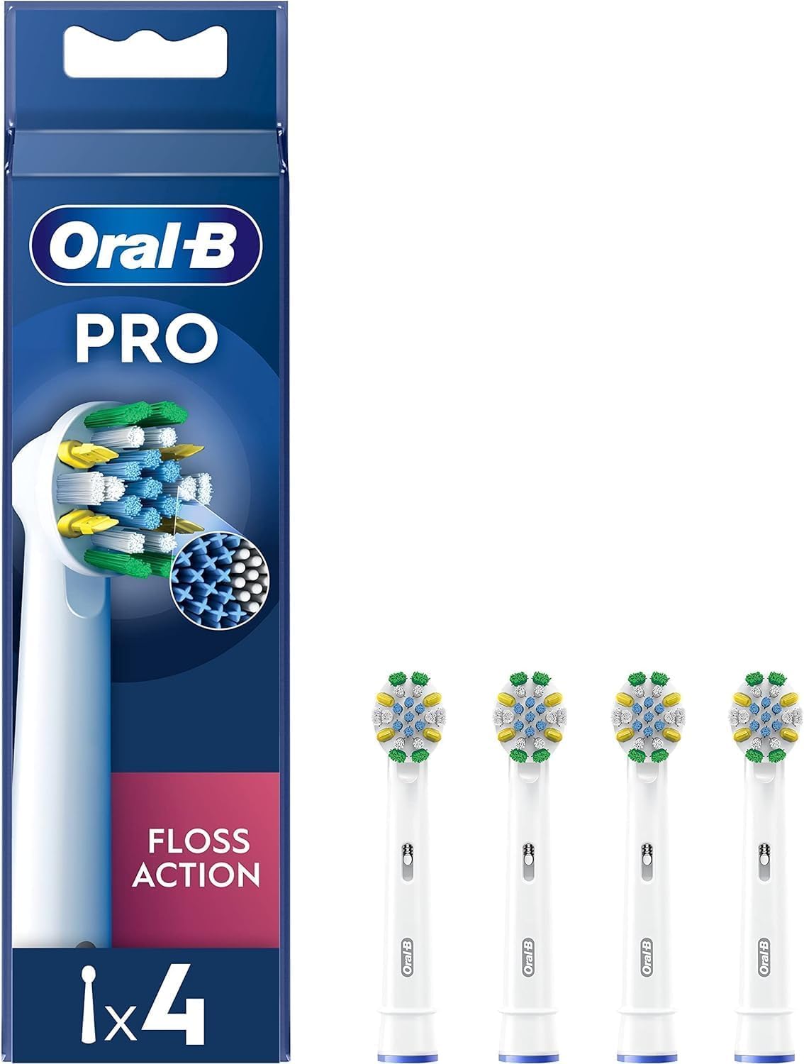 Oral-B Pro Floss Action Electric Toothbrush Head, Oral B Electric Toothbrushes Heads, X-Shaped and Interdental Bristles for Deeper Plaque Removal, Pack of 4 Replacement Toothbrush Heads