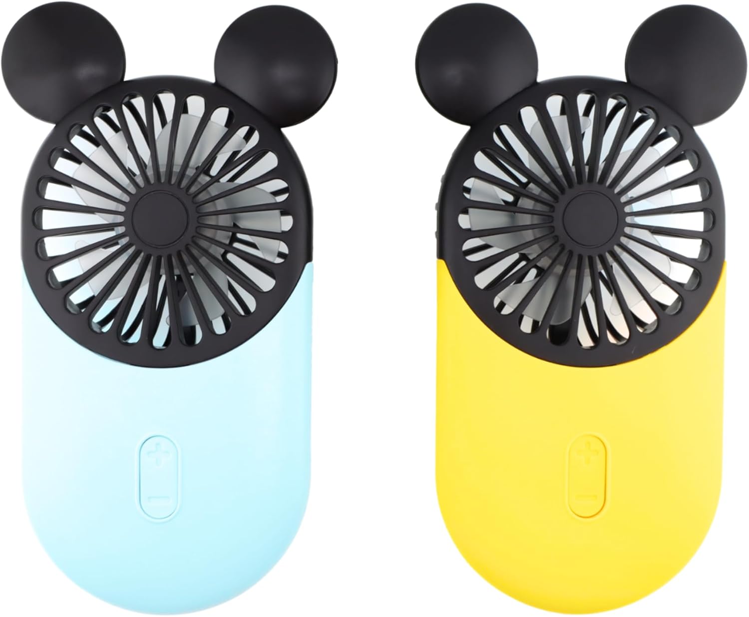 Cute Mouse Personal Mini Fan, Handheld & Portable USB Rechargeable Fan with 3 Adjustable Speeds, Perfect for Indoor Or Outdoor Activities, Cute Mouse 2 Pack (Yellow+Blue)