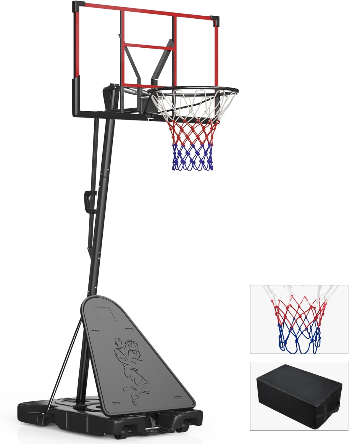 Basketball Hoop Outdoor 4.4-10FT Adjustable Kids Basketball Hoop Indoor Basketball Goal 45’’PC Shatterproof Backboard Portable Toddler Basket Ball Hoop for Kids/Adult Basketball Accessories Net