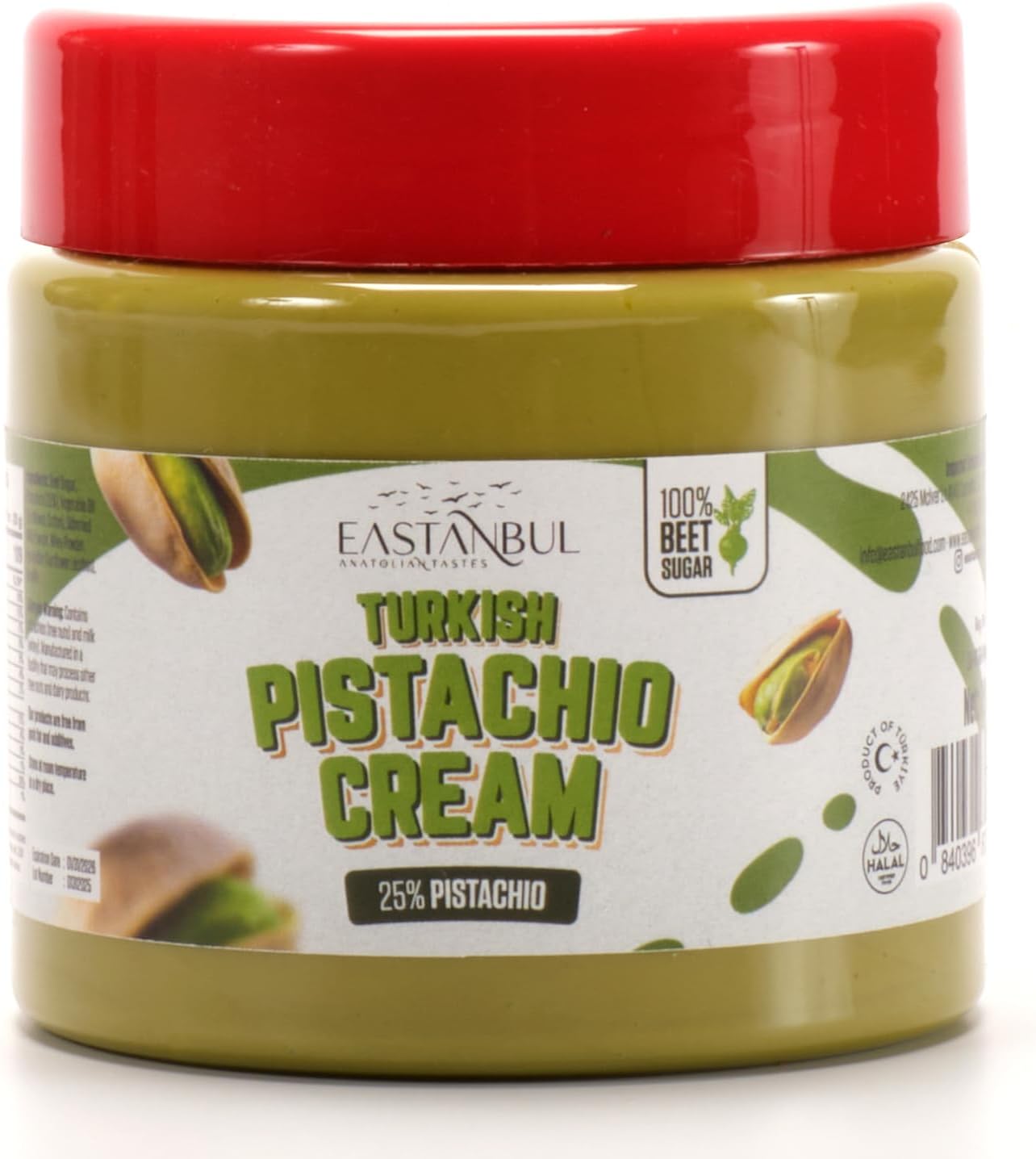 Eastanbul Pistachio Cream, 225g, Pistachio Butter, Turkish Cream Spread for Dubai Chocolate Bar Kit, Perfect Paste for Dubai Chocolate Bar, Luxurious Spread in Breakfasts, Desserts & Treats