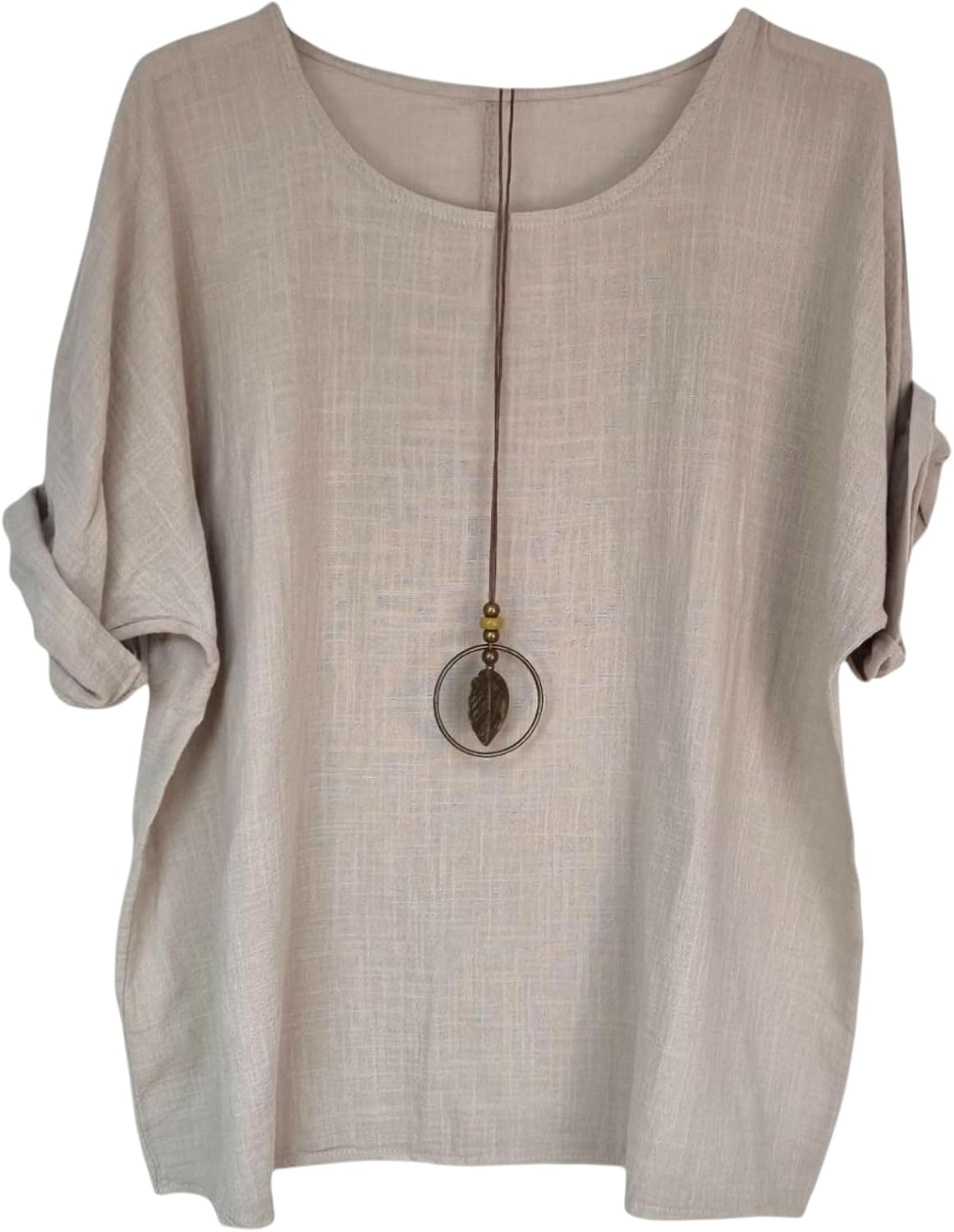 New Ladies 100% Cotton Tops Lagenlook One Size Plain for Summers Beach Casual