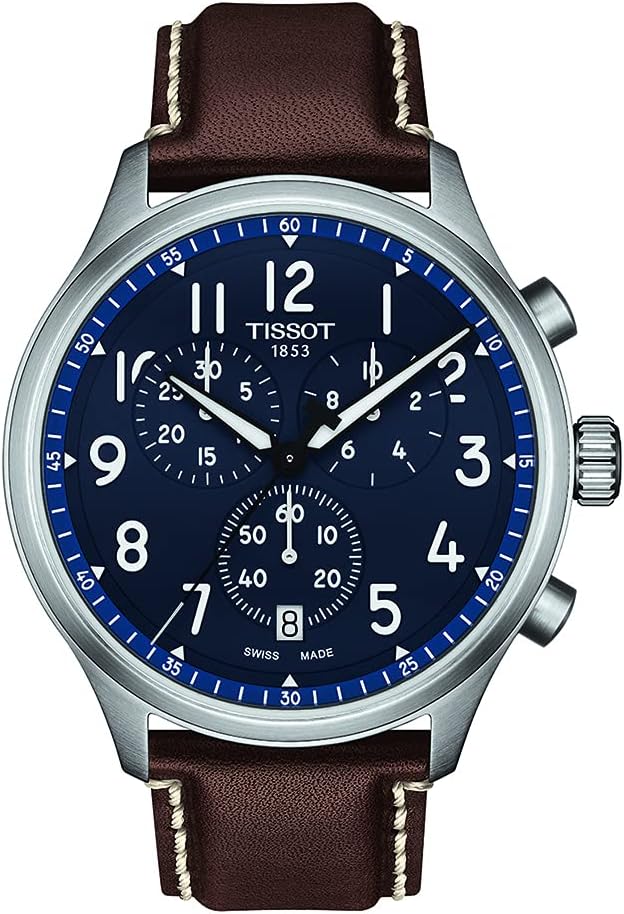 Tissot Mens Chrono XL Vintage 316L Stainless Steel case Swiss Quartz Watch, Brown, Leather, 22 (T1166171604200)