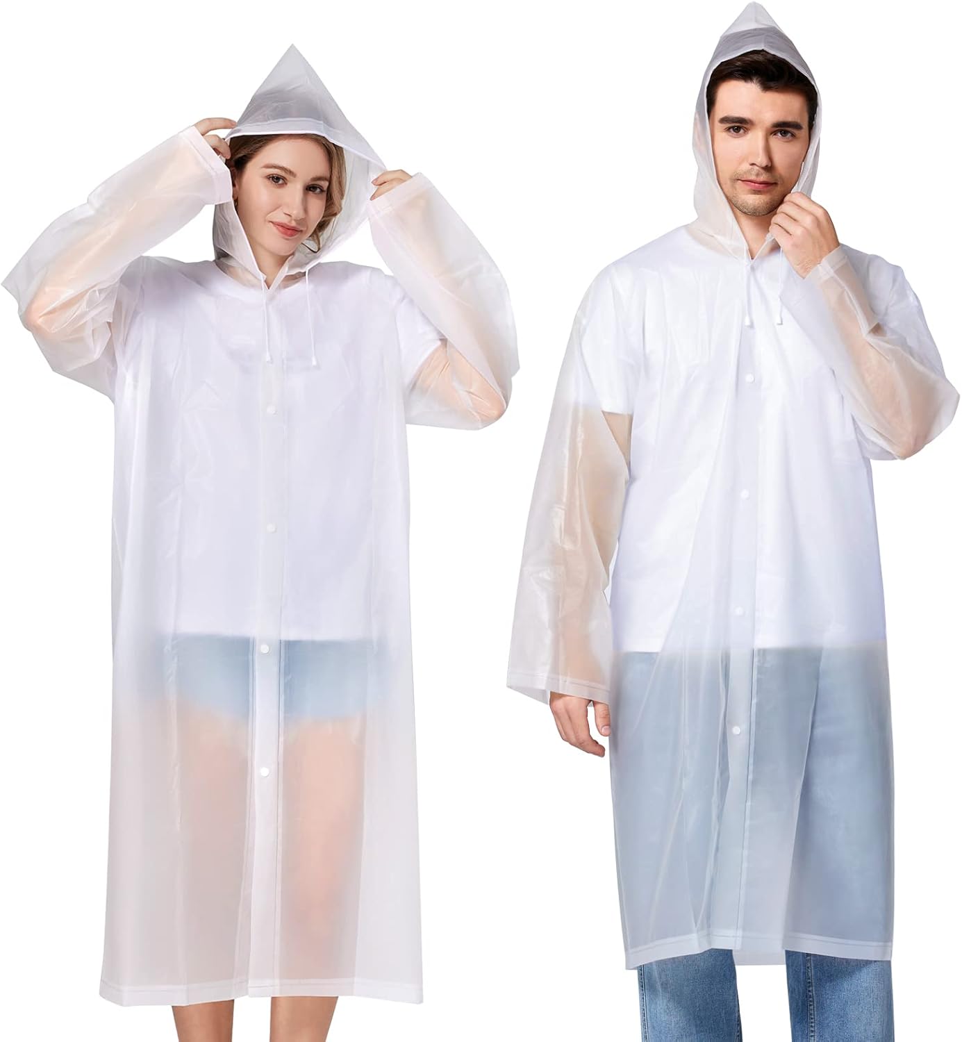 Newbyinn Raincoats 2 Pack EVA Rain Ponchos for Adults, Rain Coats with Hood for Women Men
