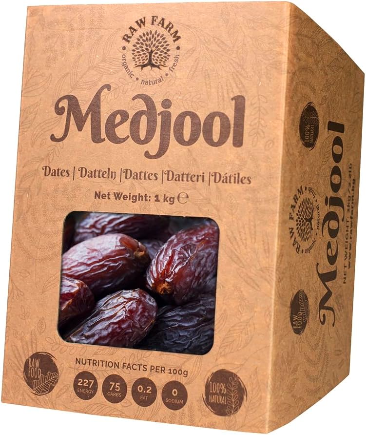 1 kg Raw Fresh Medjool Dates – Large Size, Naturally Sweet & Juicy, No Added Sugar, Preservatives or Additives, Premium Quality Vegan Snack by Raw Farm
