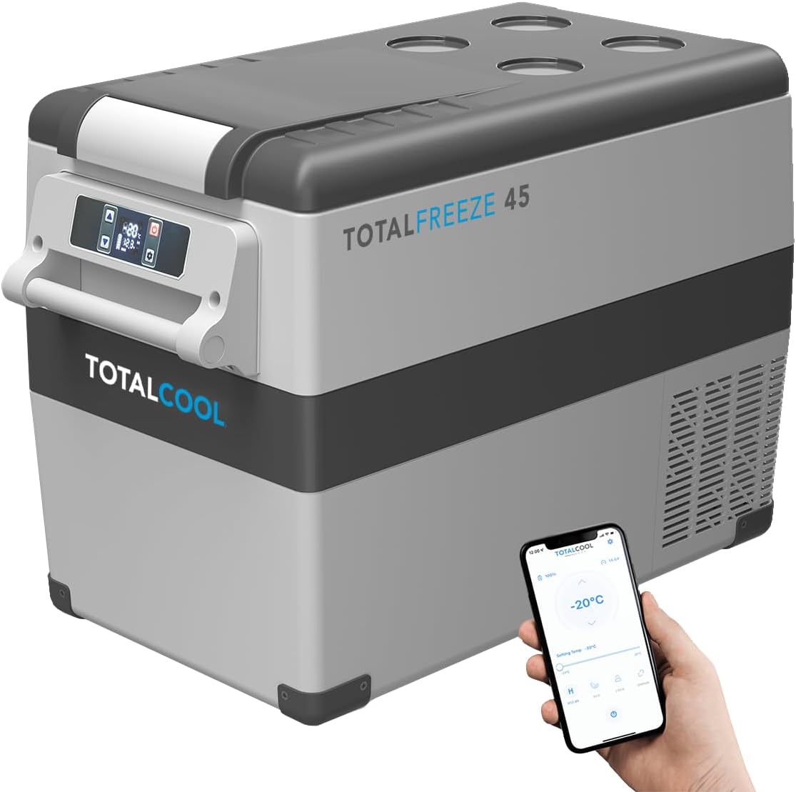 TotalFreeze 12 Volt Car Fridge - Dual Zone Compressor Camping Freezer - Electric Fishing Coolbox - App Controlled Outdoor Fridge Freezer - 24 Volt Portable Fridge Freezer - 45 Litre