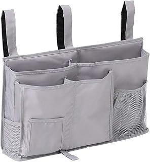 Sugaroom Bedside Storage Caddy, Bunk Bed Organizer Bed Storage Pocket Bedside Organizer Hanging Bed Storage Caddy for College Dorm Room, Hospital Bed Rails, Baby Bed, Camp (Grey)