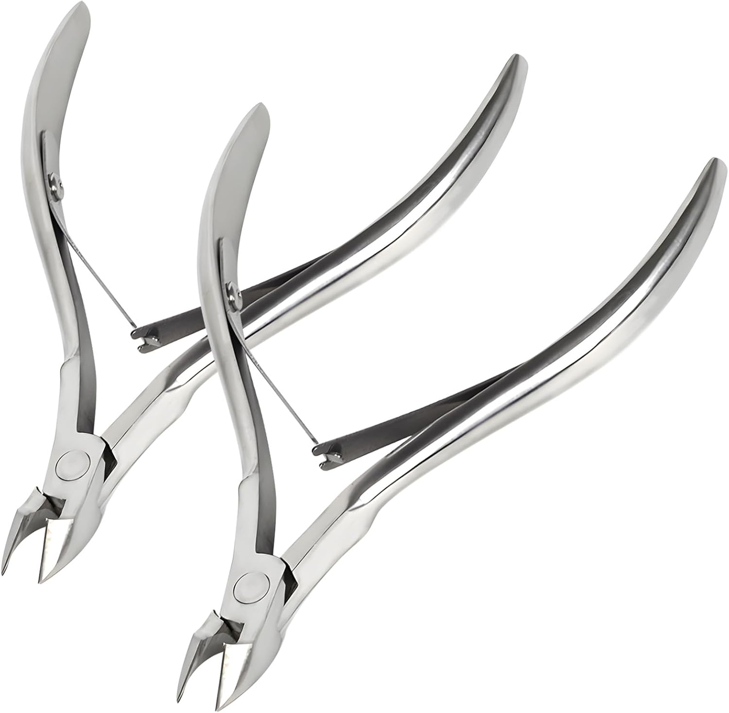 2 Packs Nail Cuticle Trimmer Professional Cuticle Cutter Stainless Steel Cuticle Nippers with Double Spring Cuticle Clippers Pedicure Manicure Tools for Fingernails and Toenails (Silver)