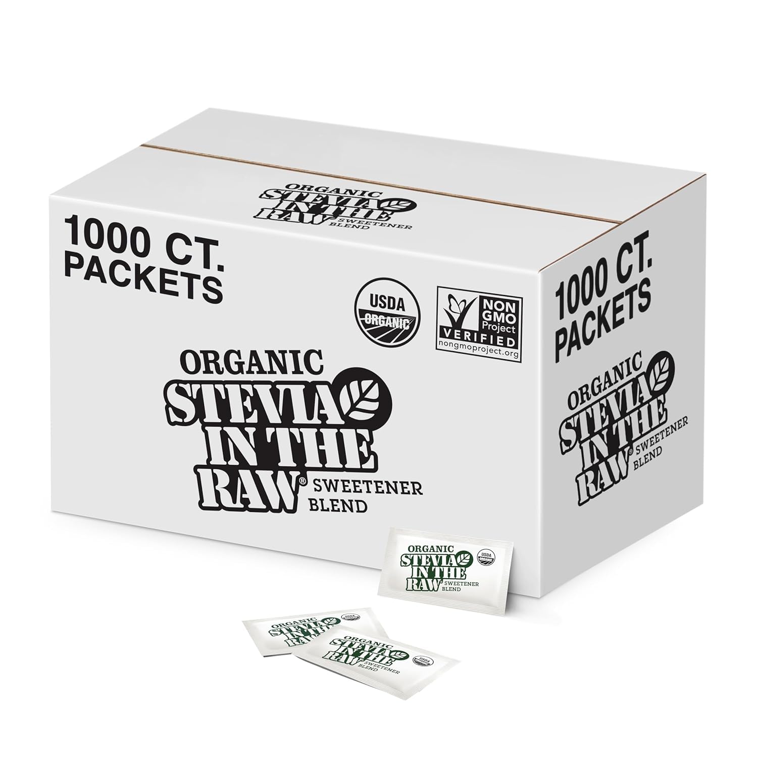 Stevia In The Raw, Organic Stevia Sweetener Packets, 1,000 Ct | Zero Calorie Sugar Substitute Packets, No Erythritol or Artificial Flavors, USDA Organic, Non-GMO Project Verified, Vegan