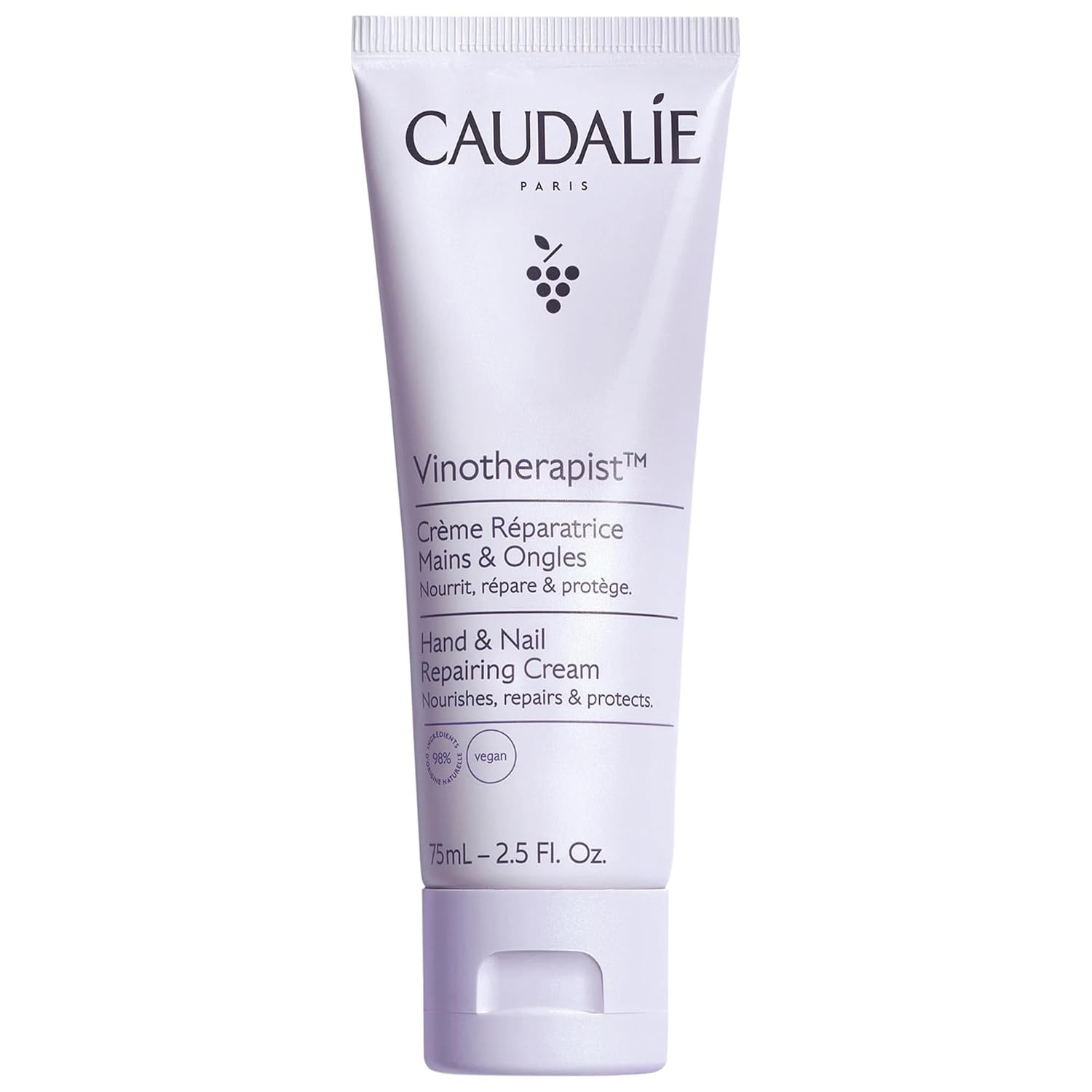 Caudalie Vinotherapist Hand and Nail Cream with Shea Butter and Grapeseed Oil, Vegan and Dermatologically Tested - 75 mL