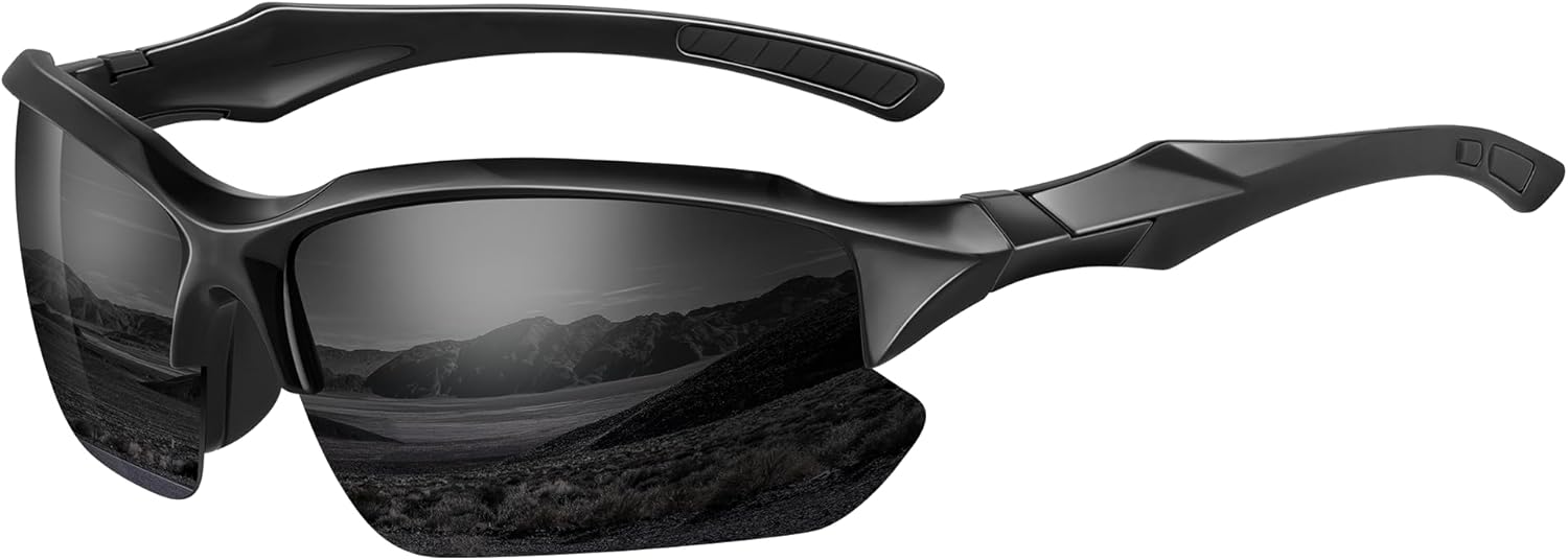 suoso Cycling Glasses Mens Womens-Sports Sunglasses-Mtb Glasses-Running Glasses-Bike Glasses-Polarised Sunglasses Men-Black Glasses For Outdoor