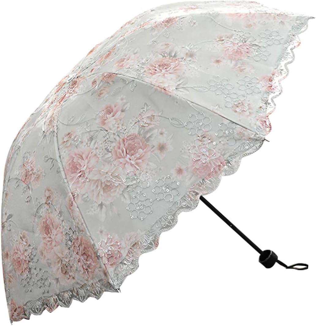 lace parasol umbrella Folding Anti-uv Sunshade Vintage Embroidered Sun Protection
