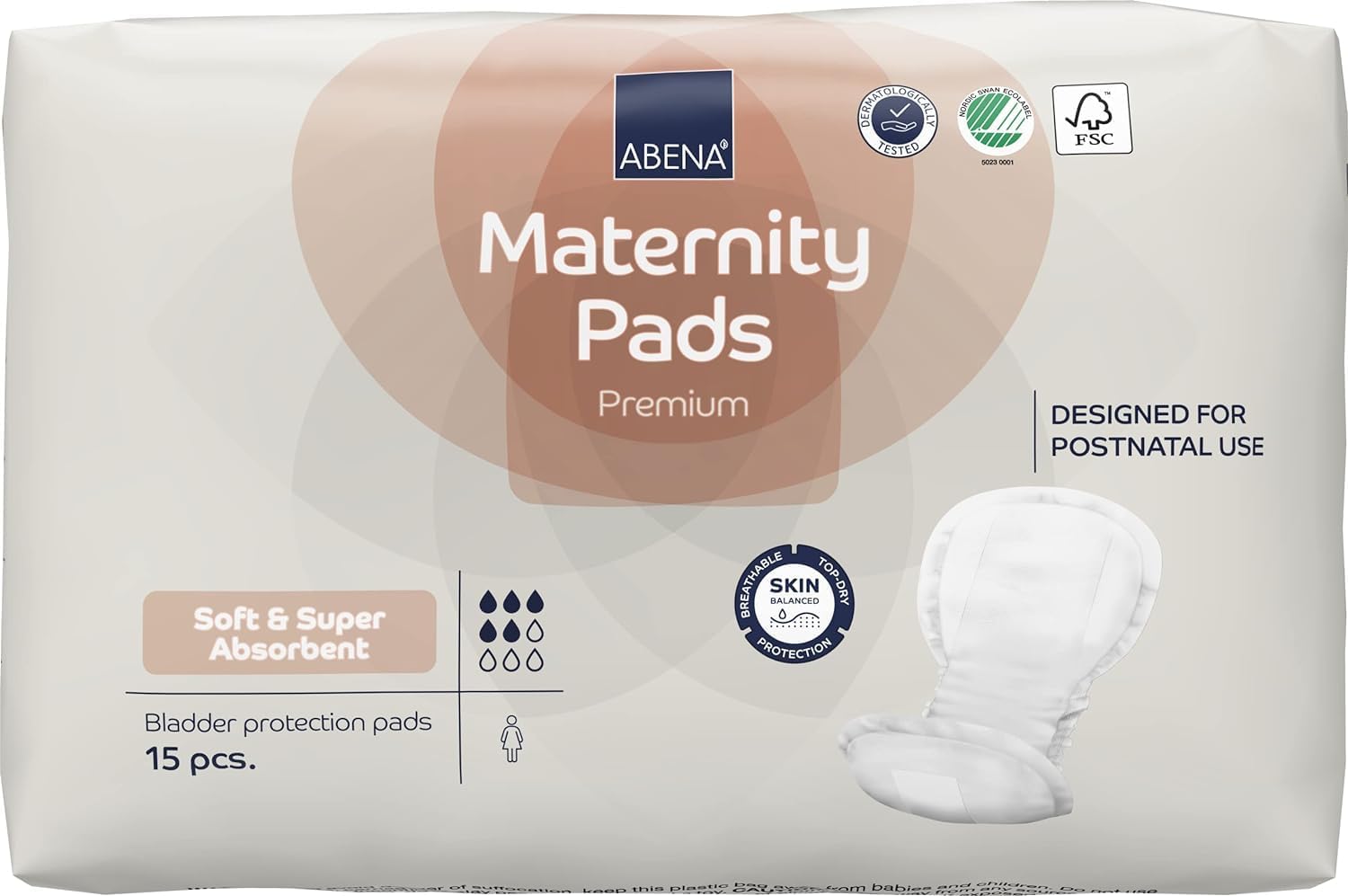Abena Premium Maternity Pads, Perfect for Postpartum, Super Absorption, 14 Count (Packaging May Vary)