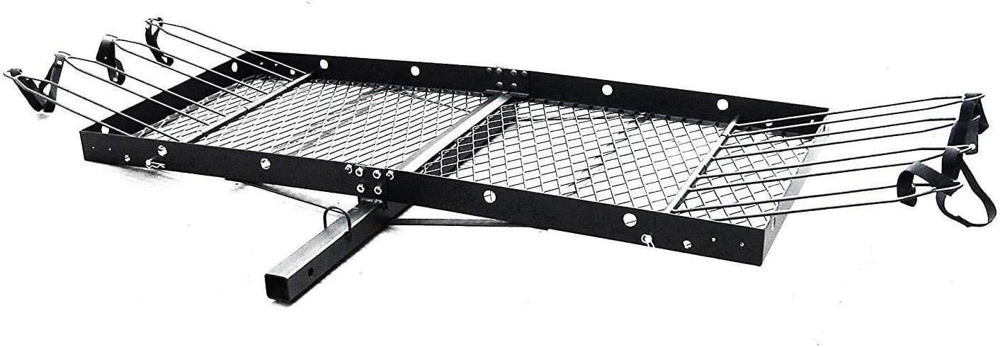 Tow Tuff 62-Inch Steel Cargo Carrier with Bike Rack, 500 lb Capacity, Black - 2-in-1 Rear Hitch Mount for Car, Truck or SUV with 2-Inch Receiver, Hauls Up to 4 Bikes, Tie-Down Strap Included