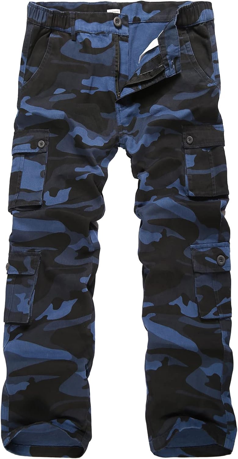 iCKER Cargo Combat Trousers Men Work Camo Army Military Tactical Multi Pocket Camouflage Pants