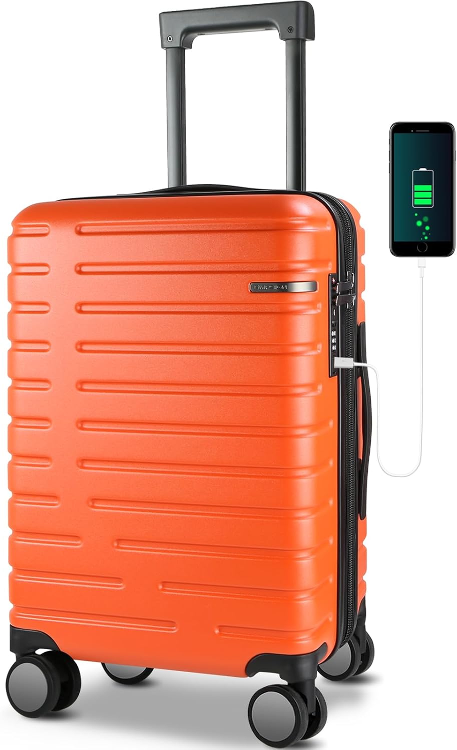 EMPSIGN Carry On Luggage with Spinner Wheels, Hard Shell Carry-On Expandable Suitcase 21x14x9 Airline Approved & Built-in TSA Lock, Durable Travel Rolling Suitcase, Carry-On 20-Inch, Orange