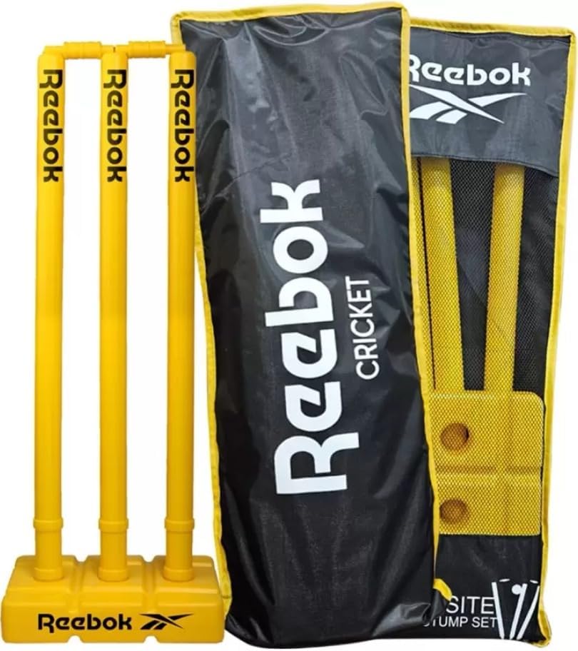 Reebok Cricket Stump Set with Bails, Heavy Base & Premium Carry Cover, Multicolors