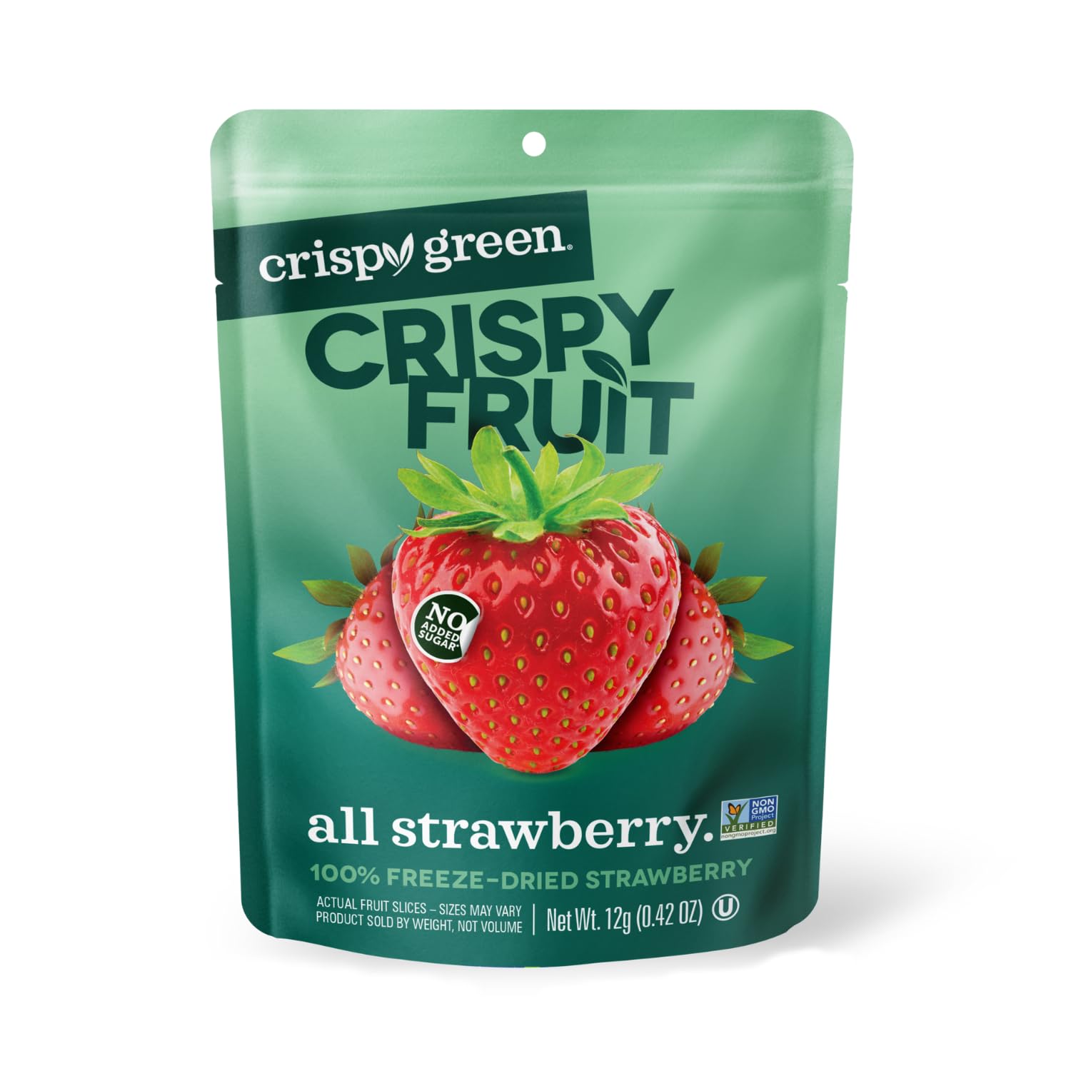 Crispy Green Natural Freeze-Dried Fruit, Strawberry Single-Serve, No Sugar Added, 0.42 Ounce (Pack of 12)