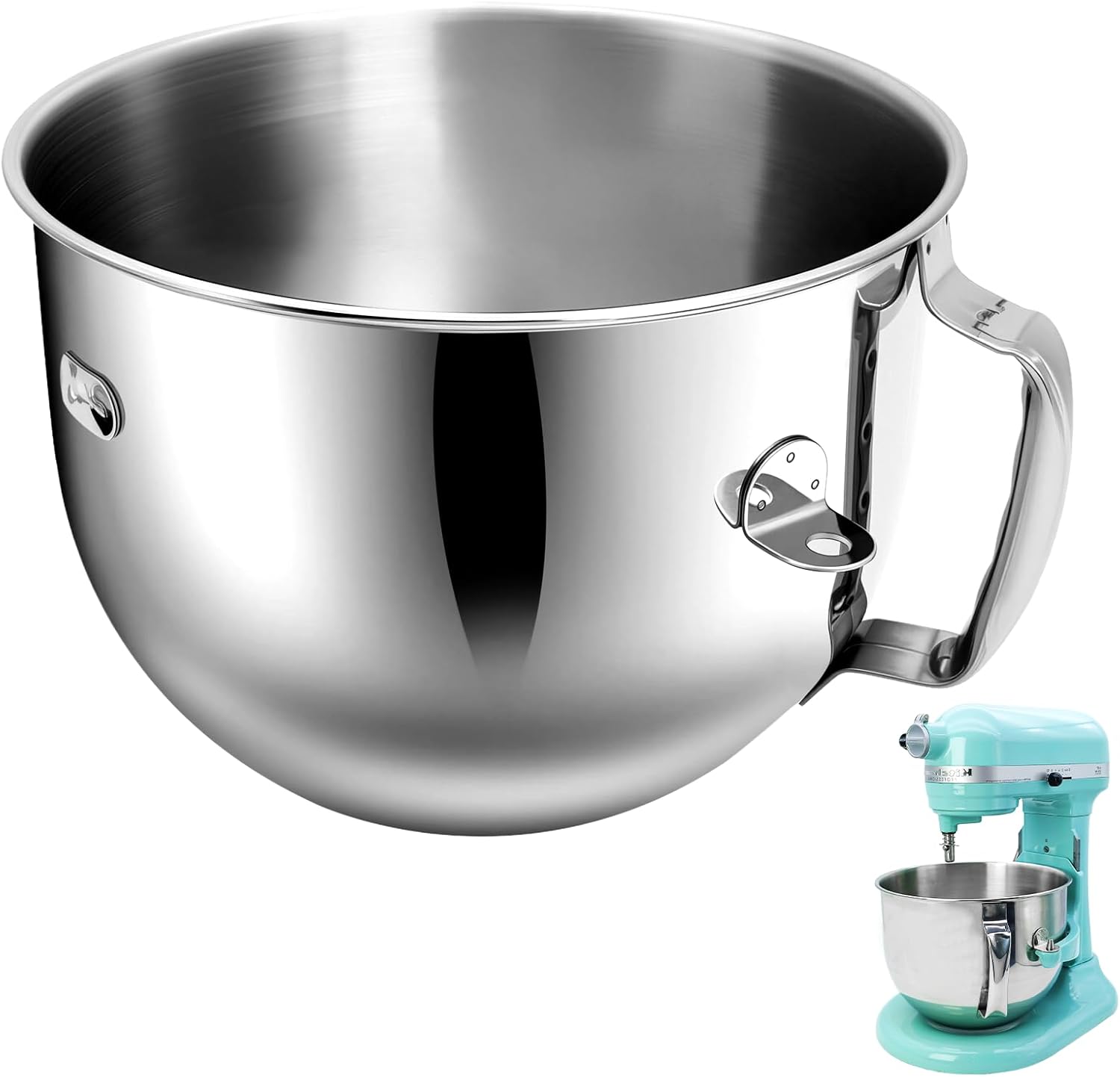 Stainless Steel Mixer Bowl Compatible with 7 Quart Kitchen Aid Bowl-Lift Stand Mixers