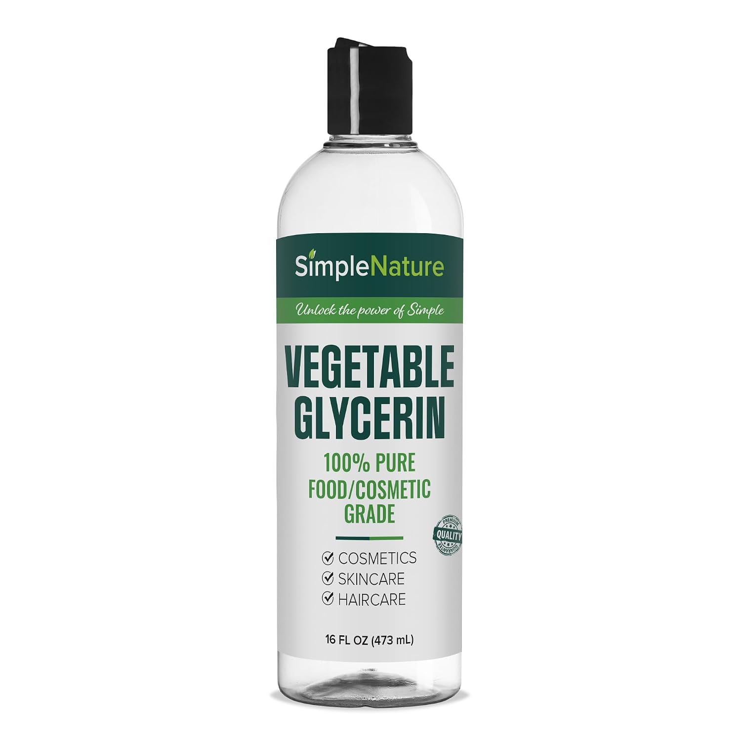 SimpleNature 100% Pure Vegetable Glycerin - 16 fl oz - NOT from palm - Natural Food Grade Skincare, Haircare, DIY Crafts - Softening & Moisturizing Multipurpose Humectant