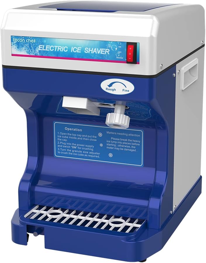 Leconchef Electric Tabletop Ice Crusher Shaver Snow Cone Maker Machine 265lbs/hours for Home&Commercial Use Adjustable Ice Fineness 320 RPM Rotate Speed Strong power