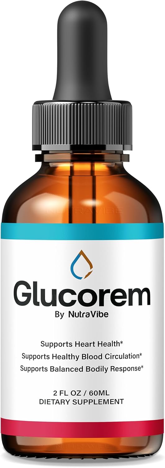 Glucorem – Daily Liquid Drops with Premium Plant-Based Formula to Support Balanced Levels, Circulatory Health & Natural Flow | Clean, Gentle and Easy-to-Use Gluco Rem Droppers (30 Servings)